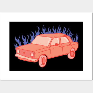 Car on fire Posters and Art